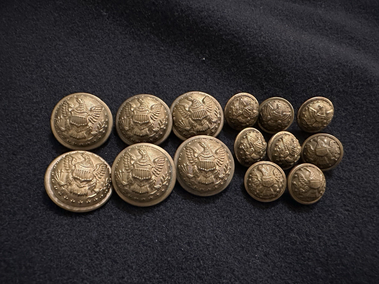 Lot 14 Original Civil War Federal Officer General Staff Eagle Buttons, Non Dug