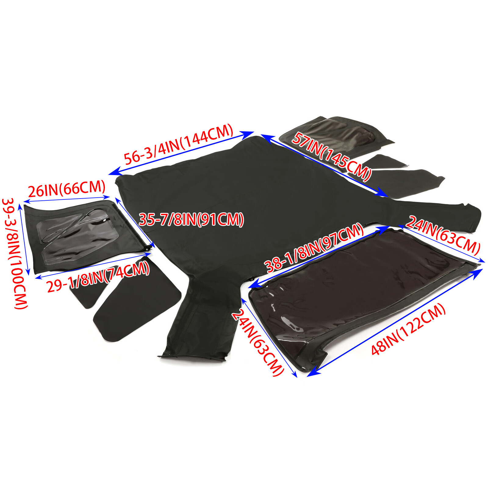 Black replacement Soft Top Tinted Windows FOR Jeep Wrangler TJ 1997-2006