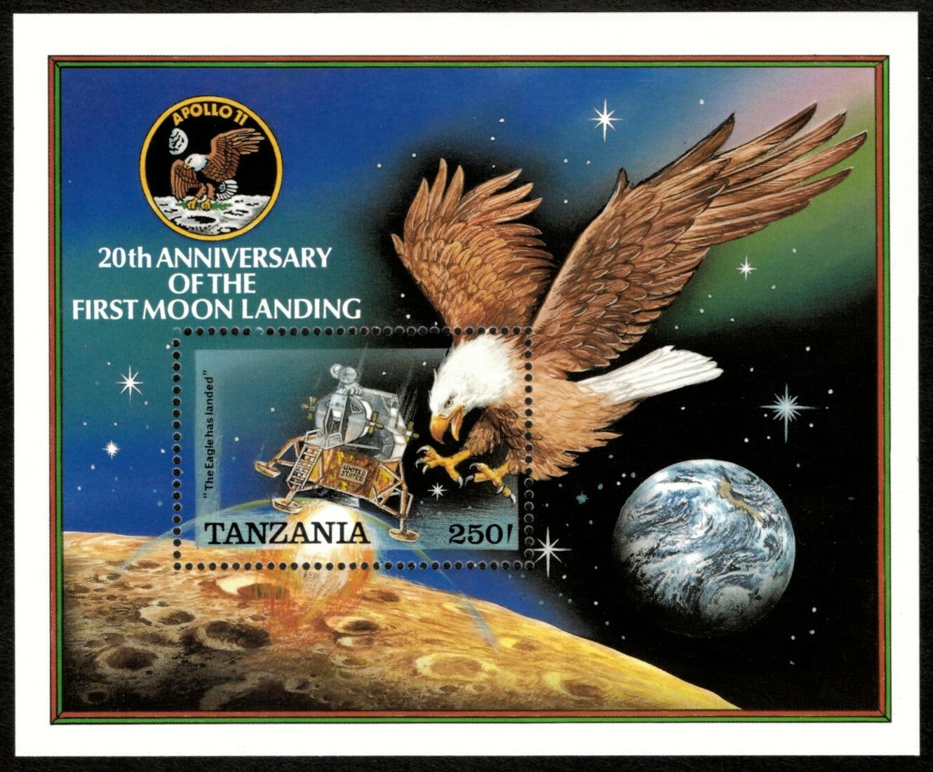 Tanzania 1989 - Moon Landing, 20 Years, Apollo 11 - Souvenir Sheet - 507 - MNH