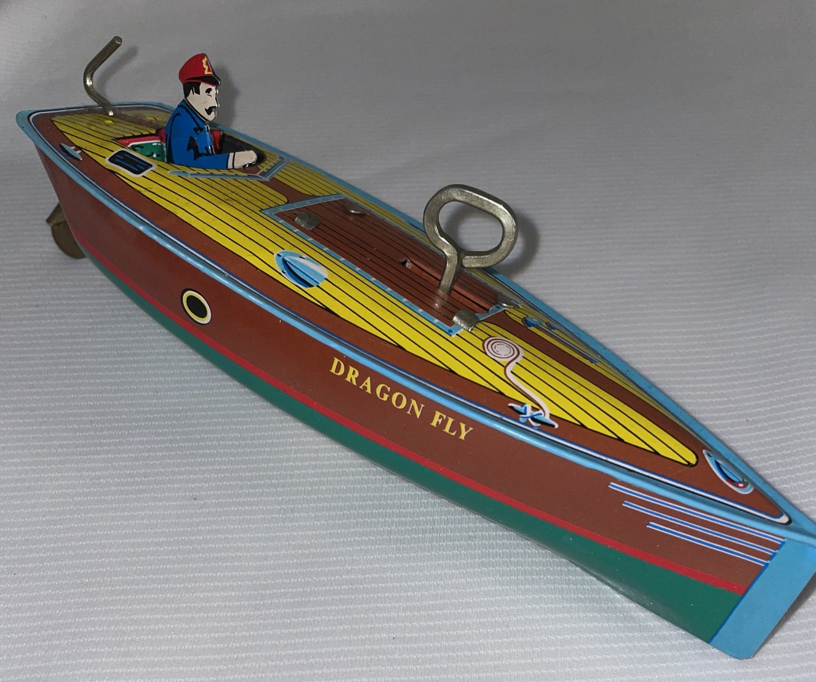 Vintage 1996 Schylling Tin Speed Boat Dragonfly Wind Up Toy Original Box