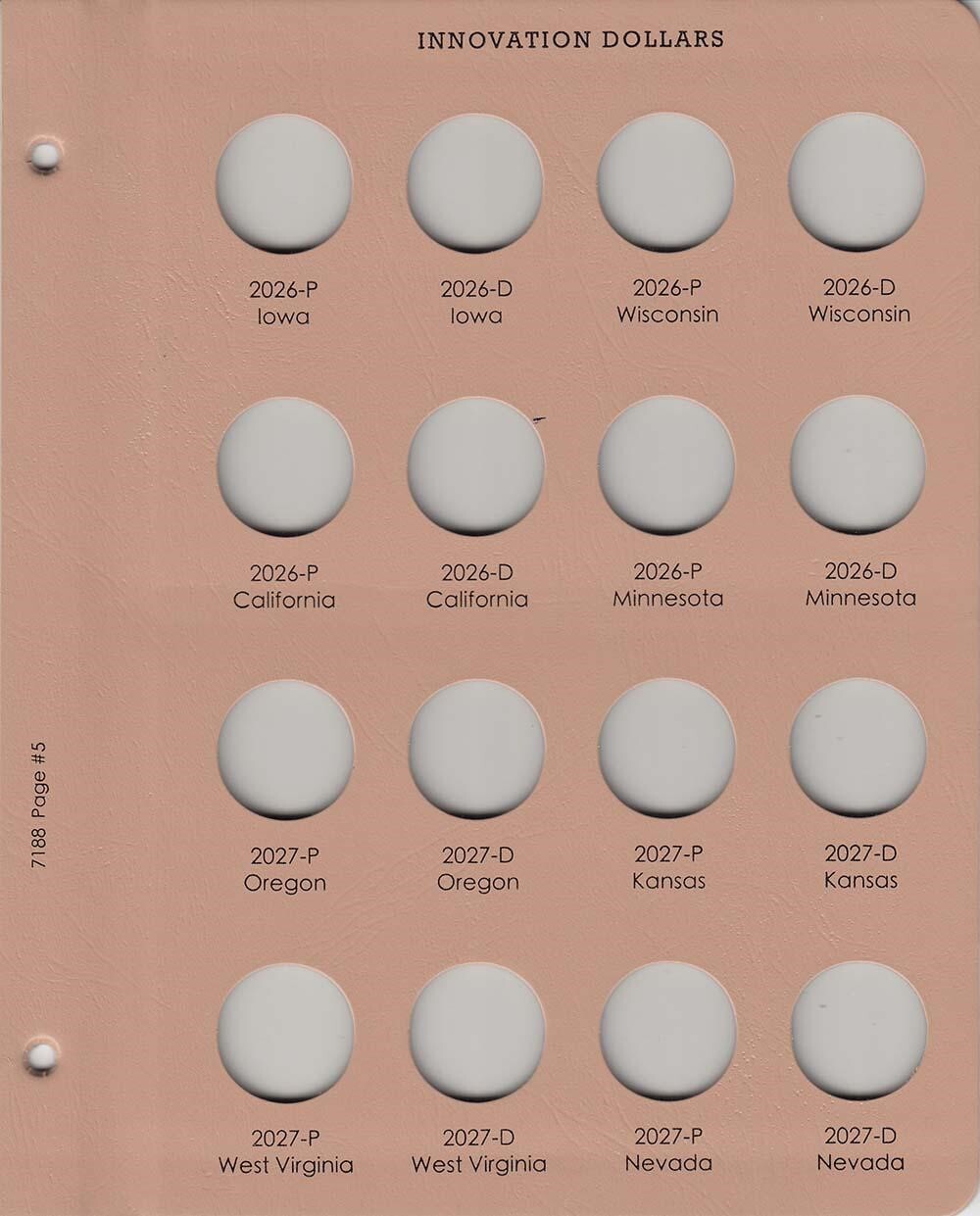 New Dansco Album For Innovation Dollar Coins P&D 2018-2032 Model 7188 Archival