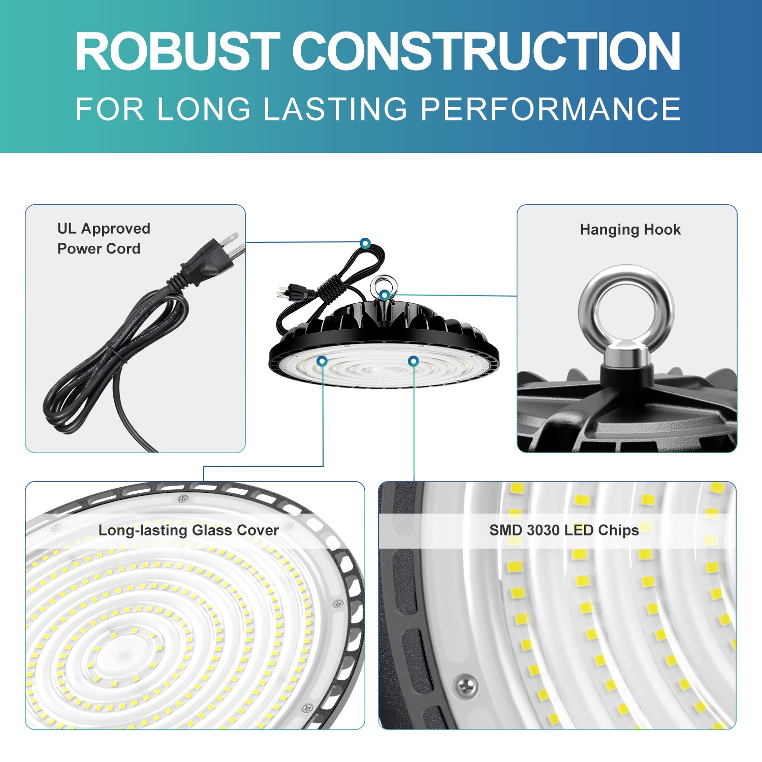 8 Pack 200W UFO Led High Bay Light Commercial Industrial Warehouse Shop Lights