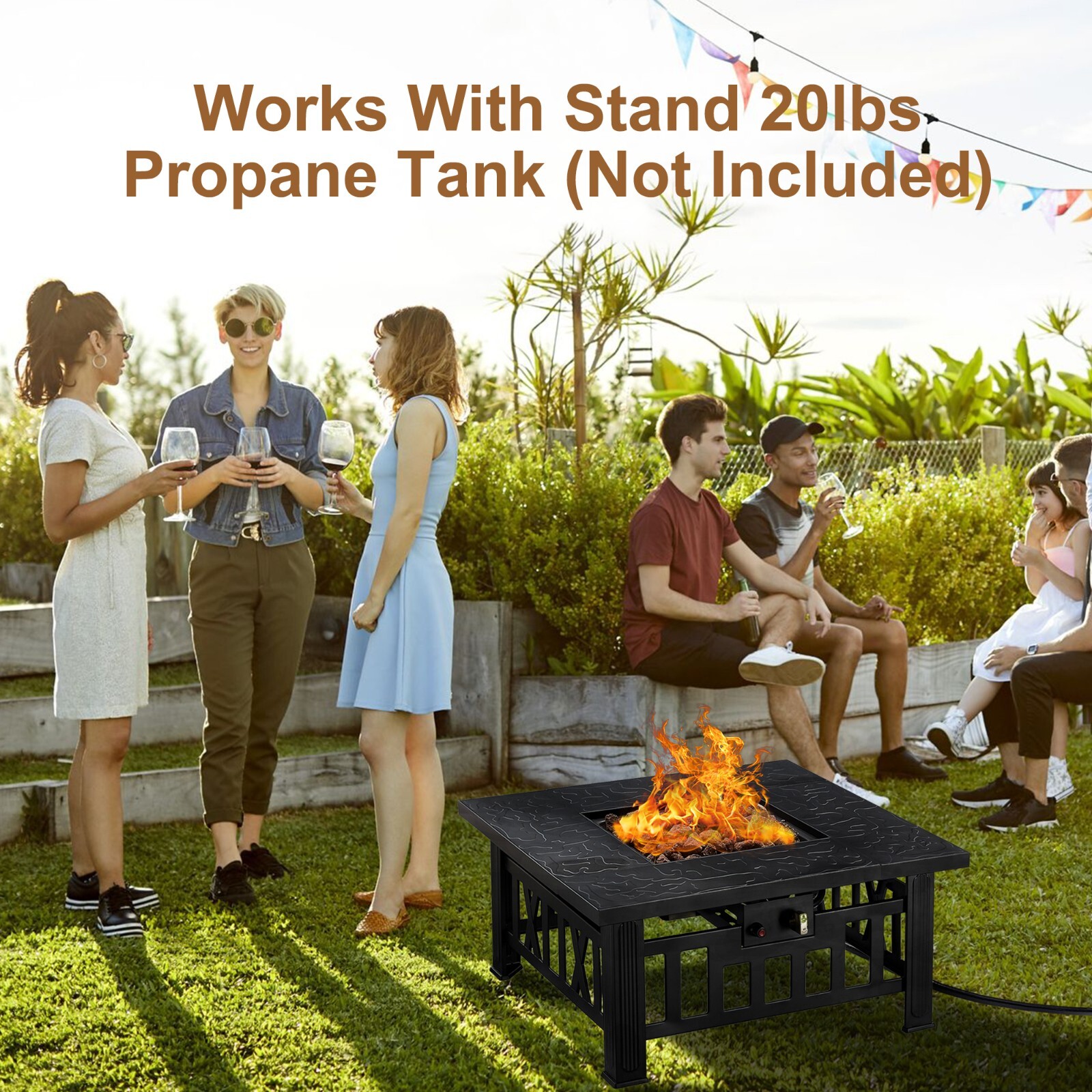 Propane Fire Pit Table 50.000 BTU Firepit Table for Outdoor Garden Patio Party