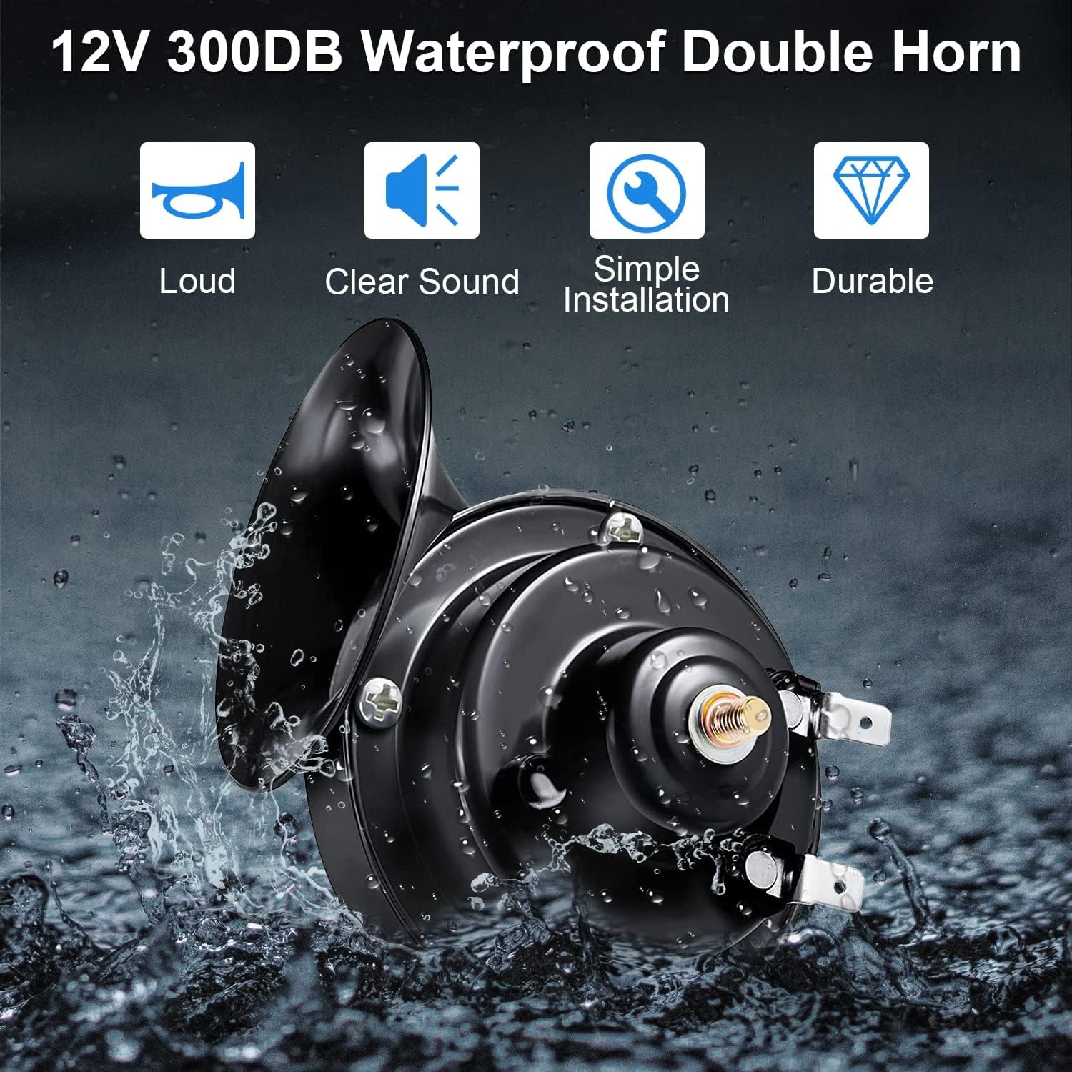 Car Horn Super Loud Train Horn for Car Boat Train Truck Black Motorcycle HORN