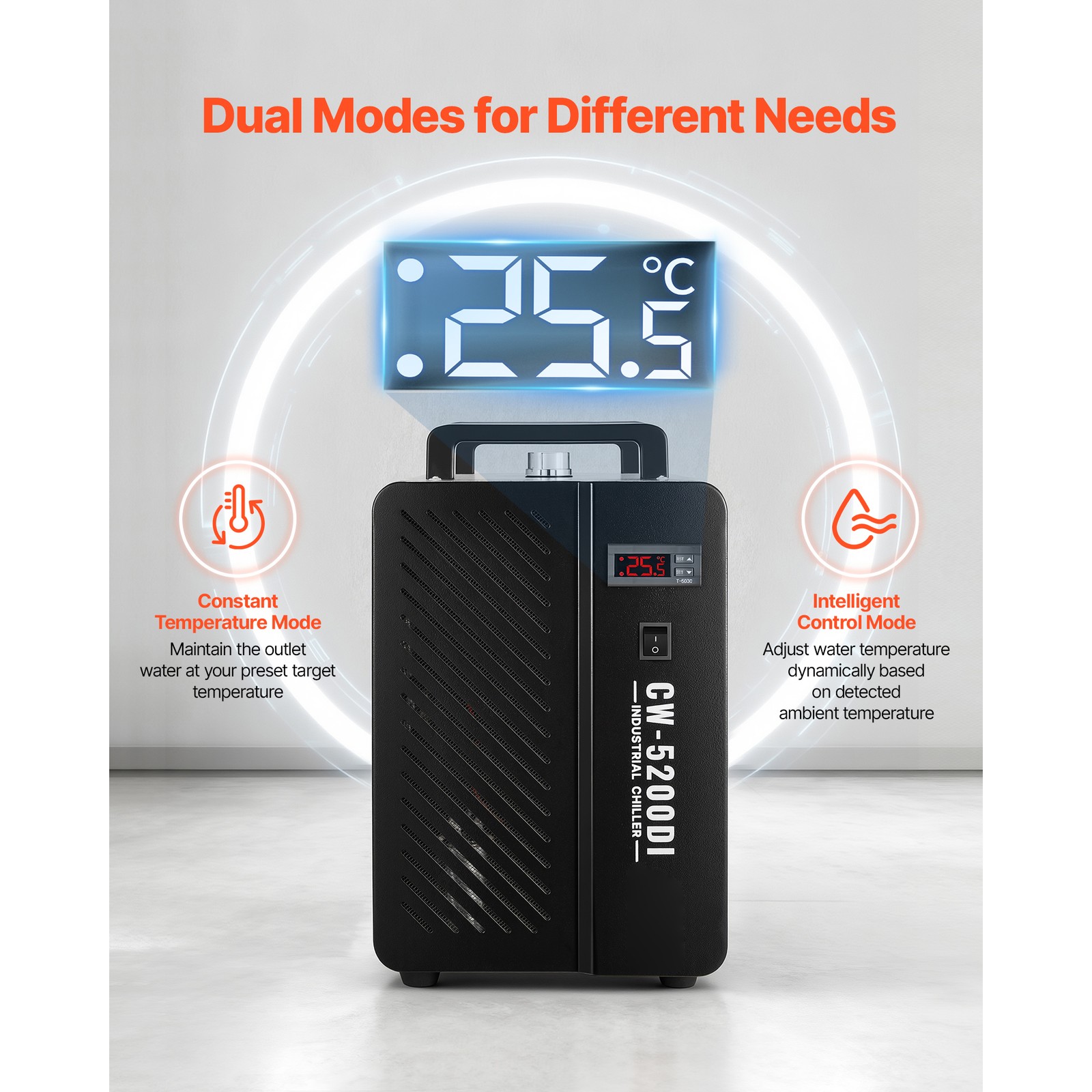 Uimoso Industrial Water Chiller 5460BTU/h Cooling System with Compressor 4.2 GPM