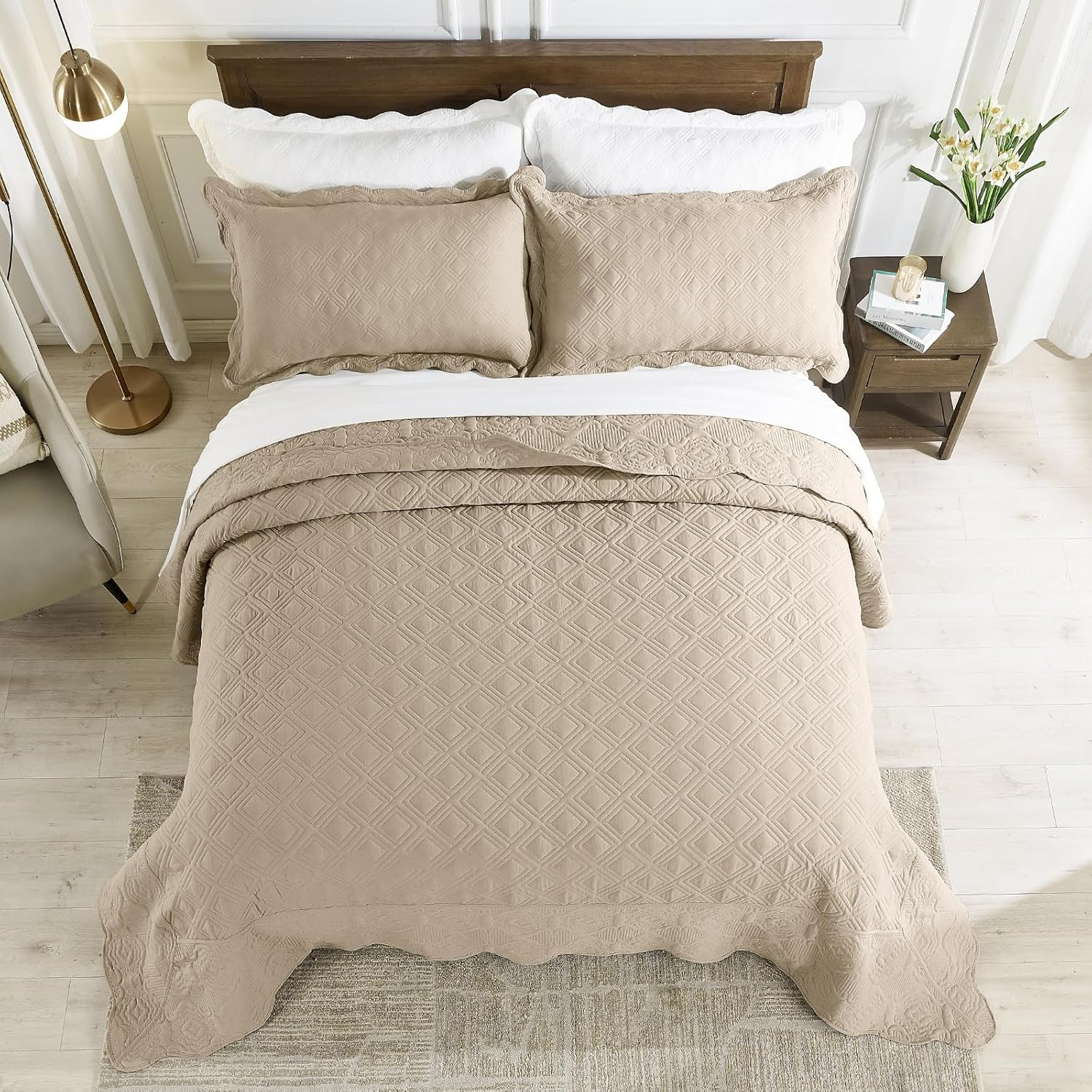 Alaskan King Bedspread Set - Oversized King Bedspreads, 132X120 Inches, Extra Wi