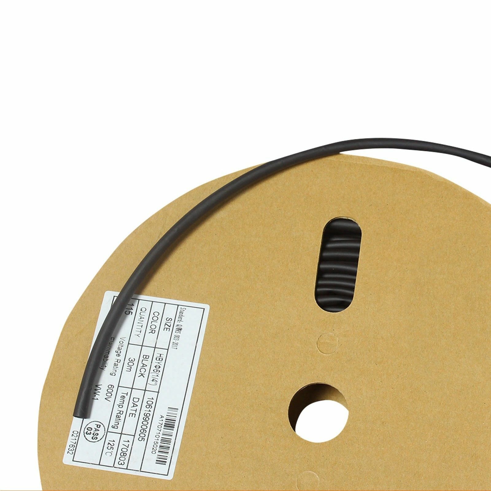 100 FT 100 Feet Black 1/4" 6mm Polyolefin 2:1 Heat Shrink Tubing Tube Cable