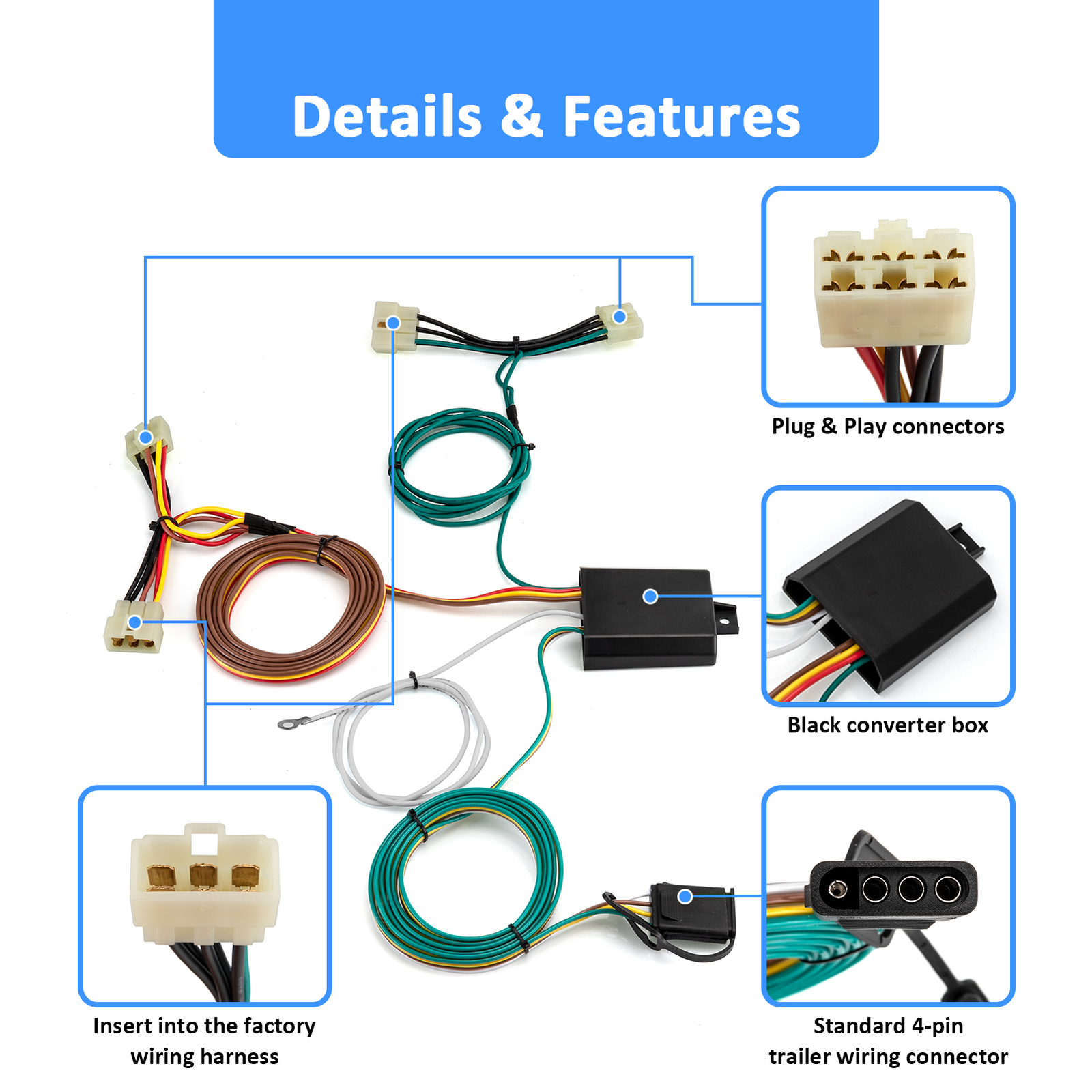 For Toyota Tacoma 1995-2004 - Trailer Tow Light Wiring Harness Connector