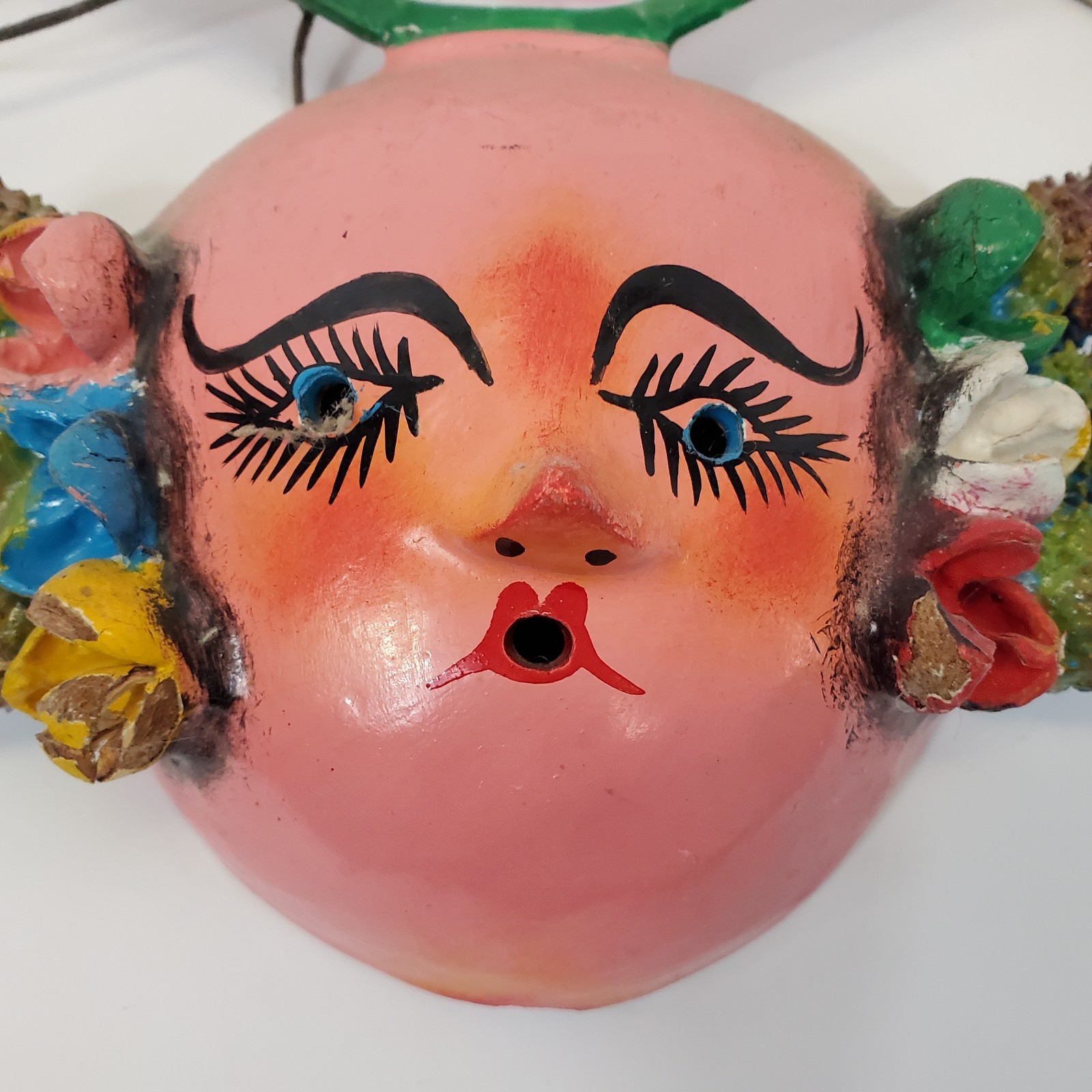 Vintage Lot of 3 Mexican Coconut Shell Folk Art Masks Guerrero Wall Decor