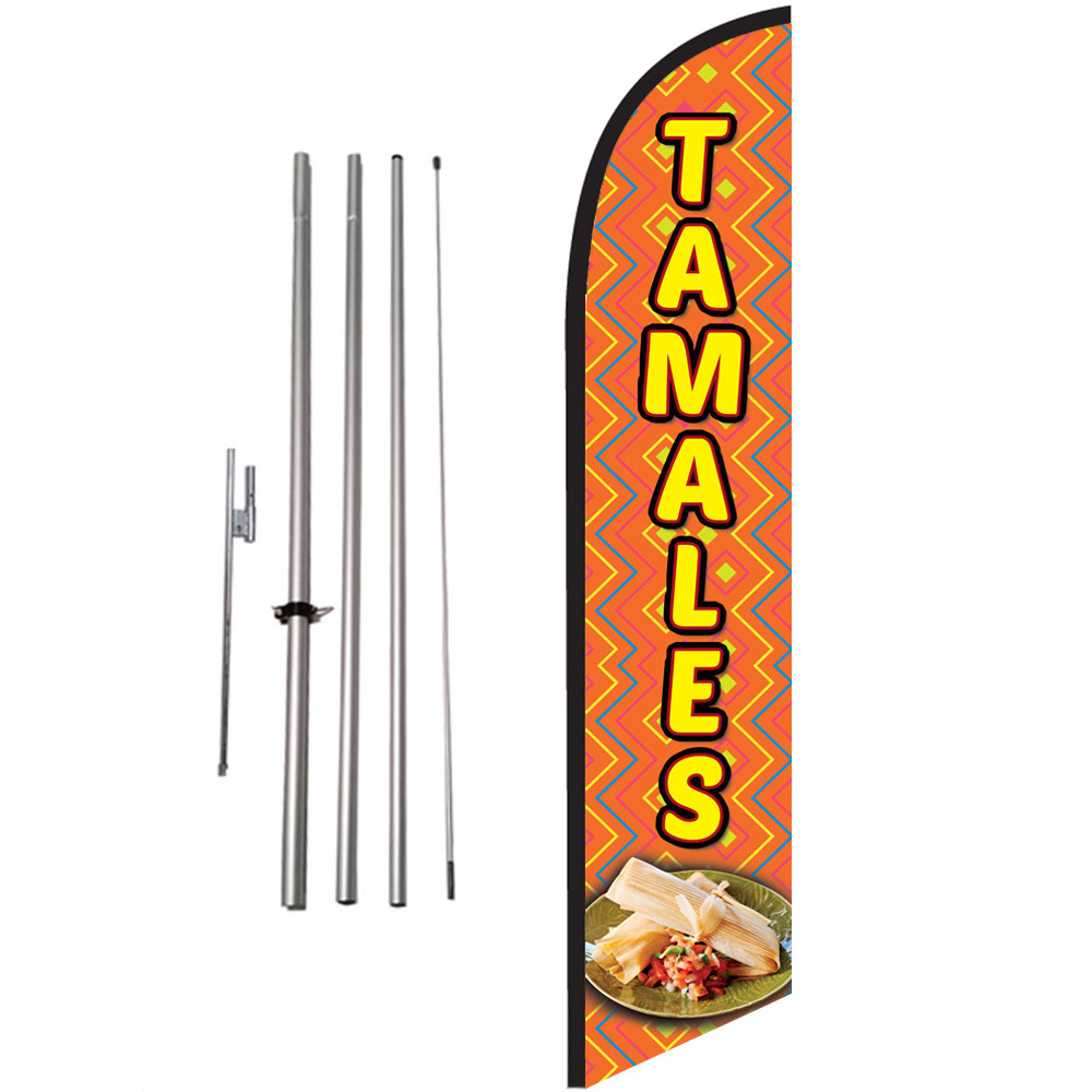 Tamales 15ft Feather Banner Swooper Flag Kit with pole+spike