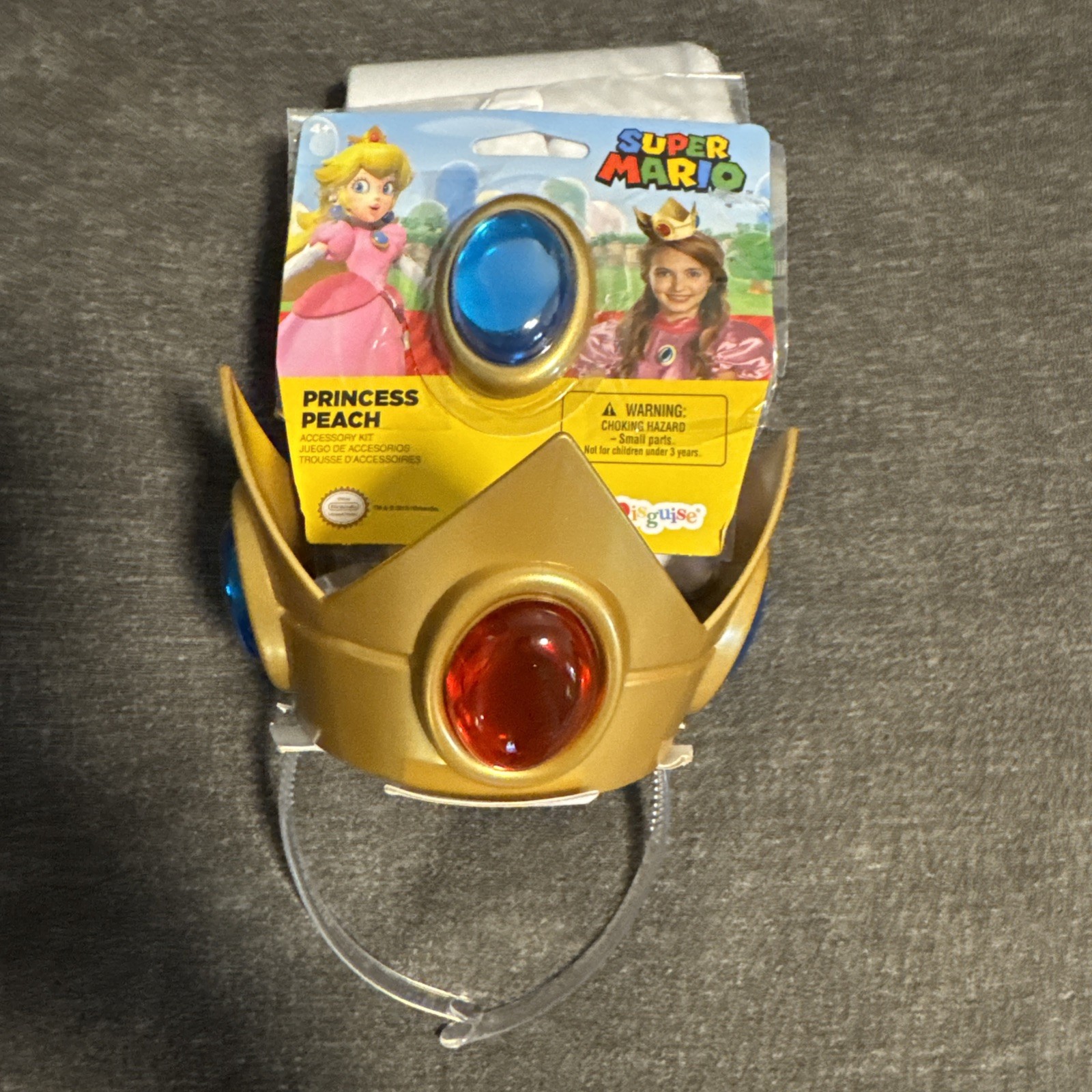 Disguise Super Mario Princess Peach Costume Gloves, Crown & Pin Set New #114