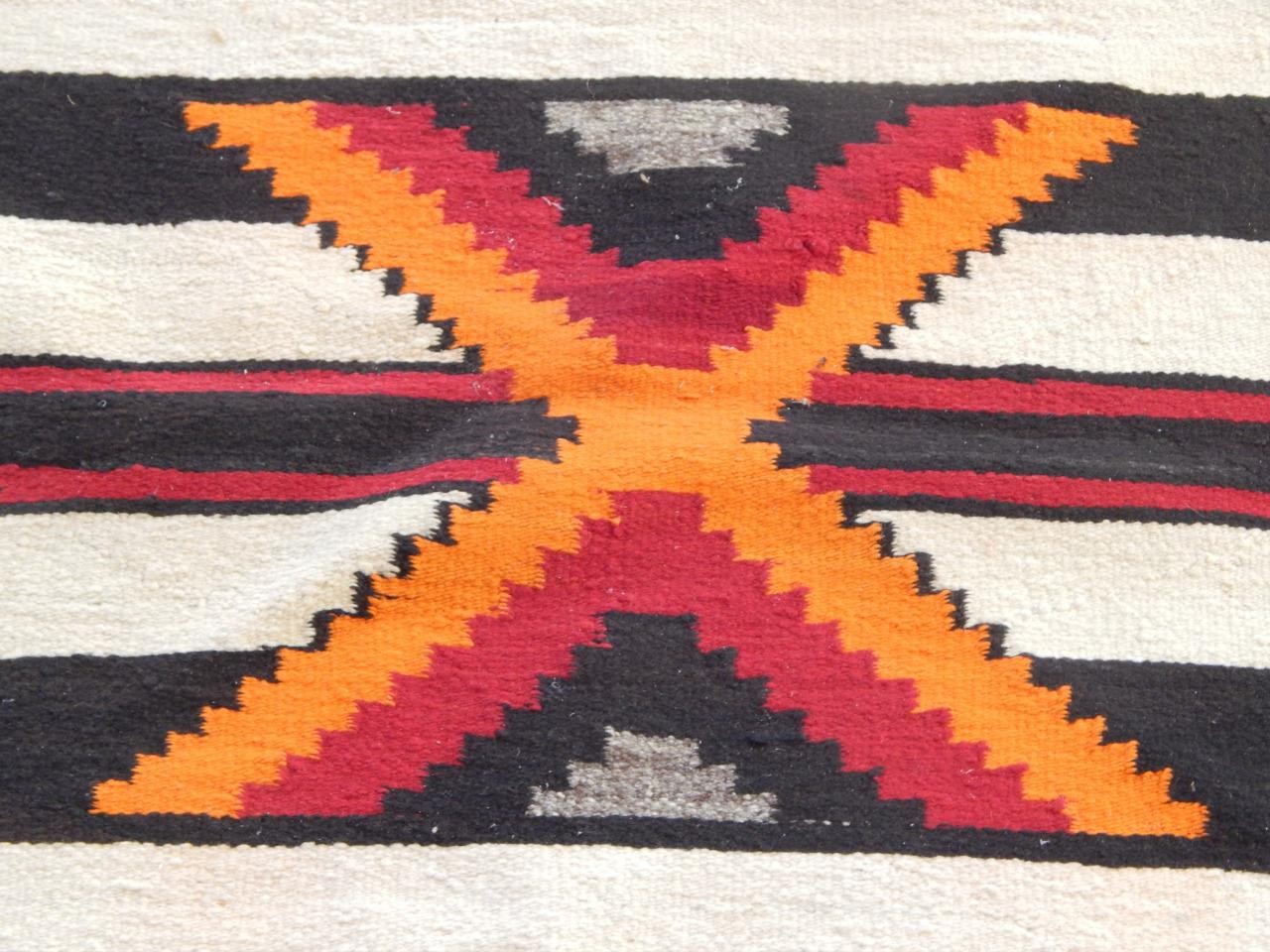 ANTIQUE NAVAJO INDIAN 3RD PHASE CHIEF'S BLANKET - CLEAN + NICE 49X65" +/-