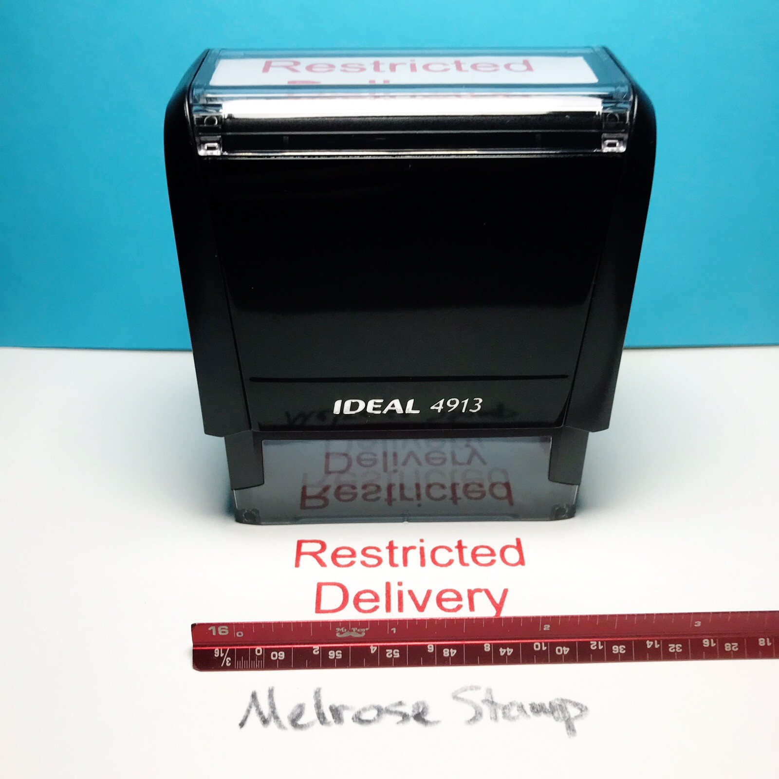 Restricted Delivery Rubber Stamp Red Ink Ideal 4913