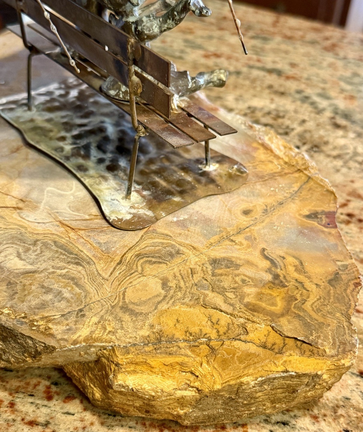 Vintage 1970s Bijan Brass & Copper Figural Rain Drops Sculpture Signed 14”