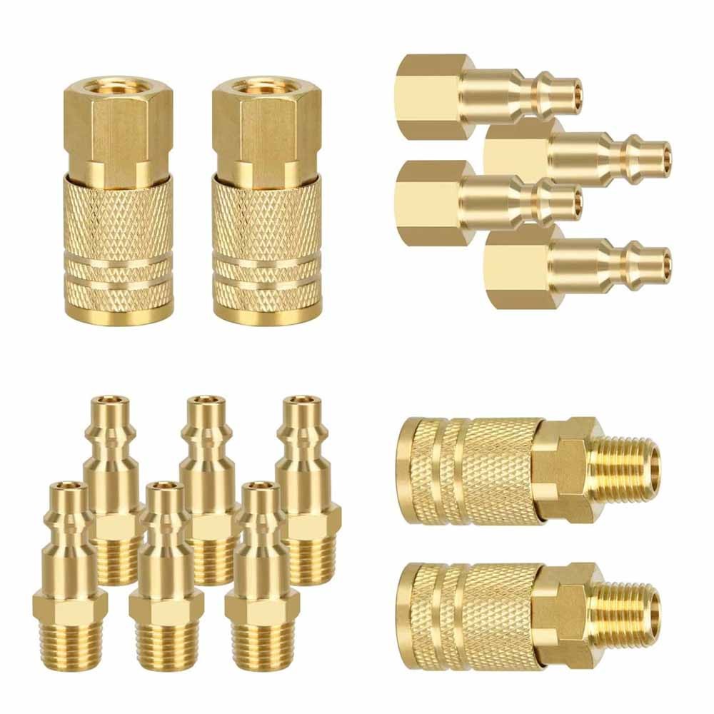 14pcs Air Hose Fittings, 1/4" NPT Quick Connect Air Coupler and Plug Kit I/M