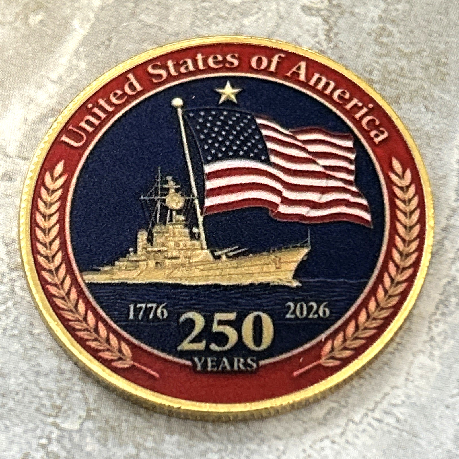 USA 250th Anniversary 1776-2026 Battleship Commemorative Coin Medal 40mm