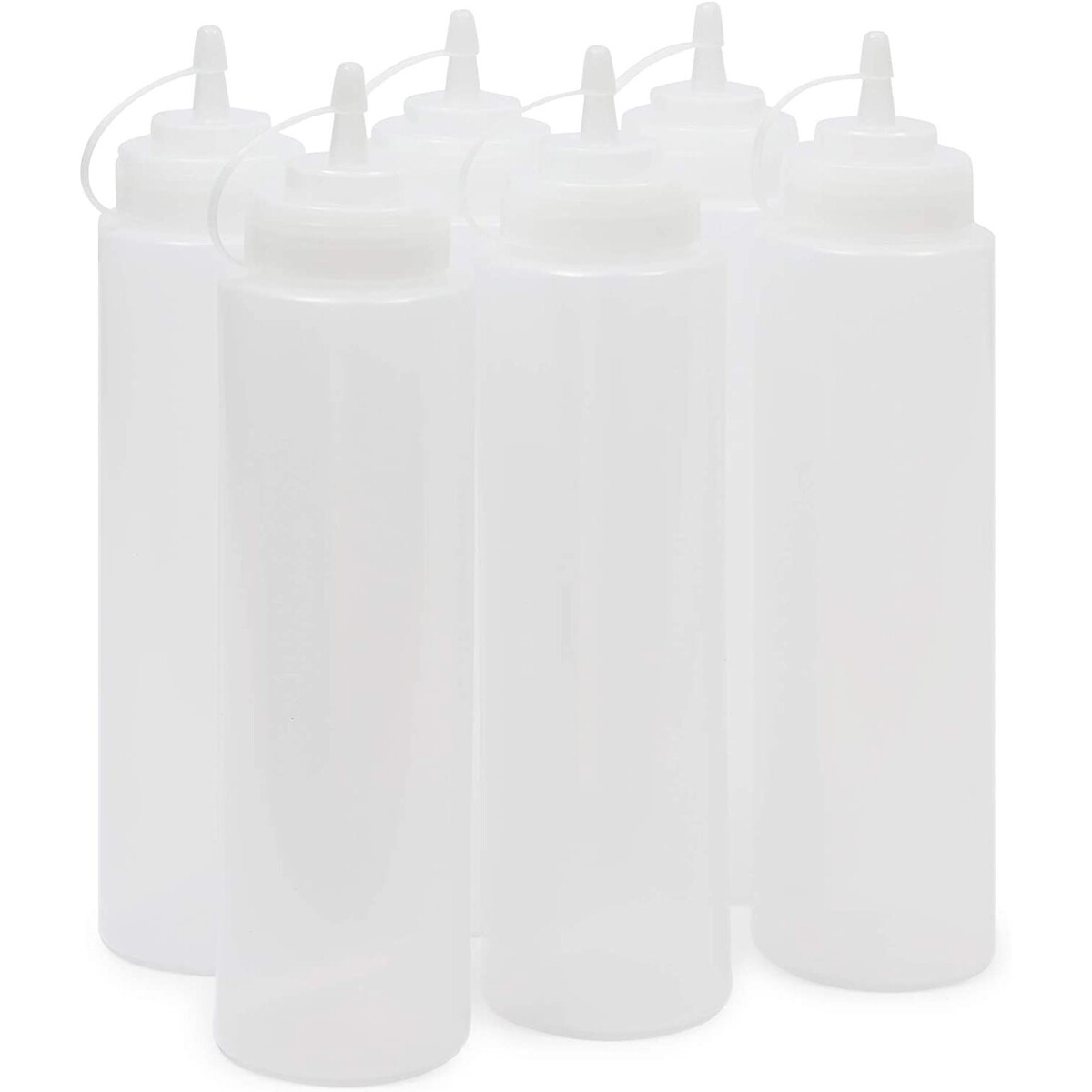 6 Pack Plastic Condiment Squeeze Bottles for Sauces Liquids Ketchup, 32 Oz Clear
