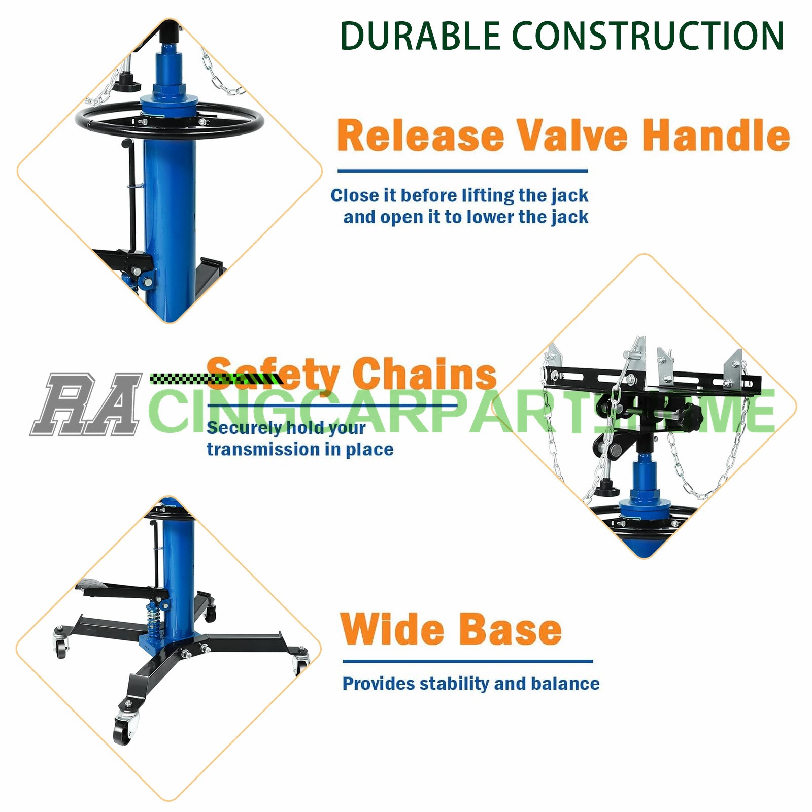 35"-72" Adjustable Height Hydraulic Transmission Jack 1660lbs / 0.75T Lift Hoist