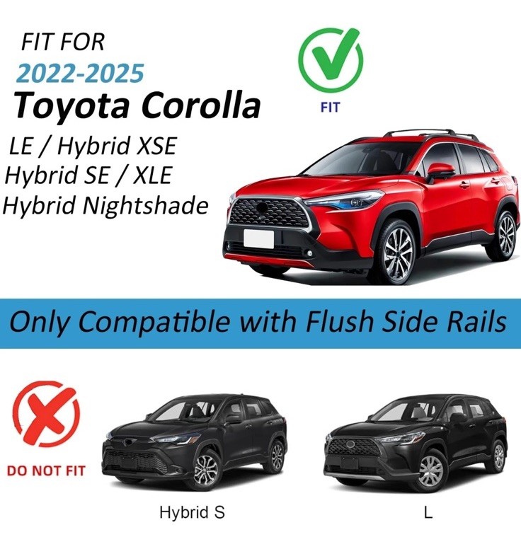 260lbs Lockable Roof Rack Cross Bars Compatible with Toyota Corolla 2022-2025...