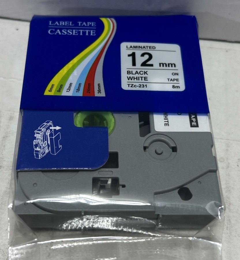 10PK For Brother P-Touch TZe-231 TZ-231 12mm White Standard Laminated Label Tape