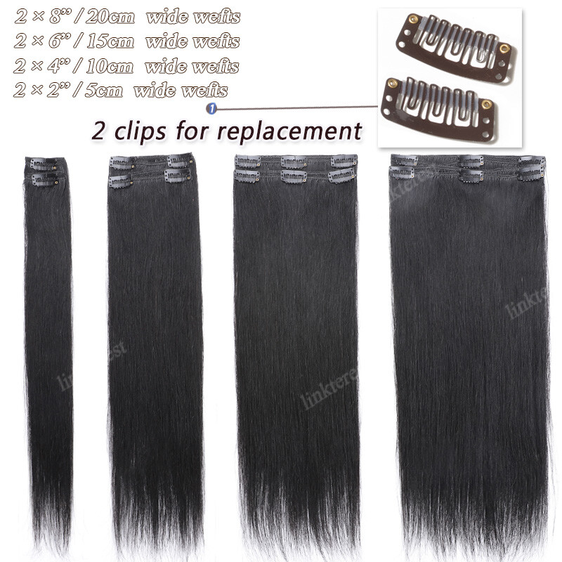 Thick Double Weft Clip In Real Remy Human Hair Extensions Full Head Highlight US