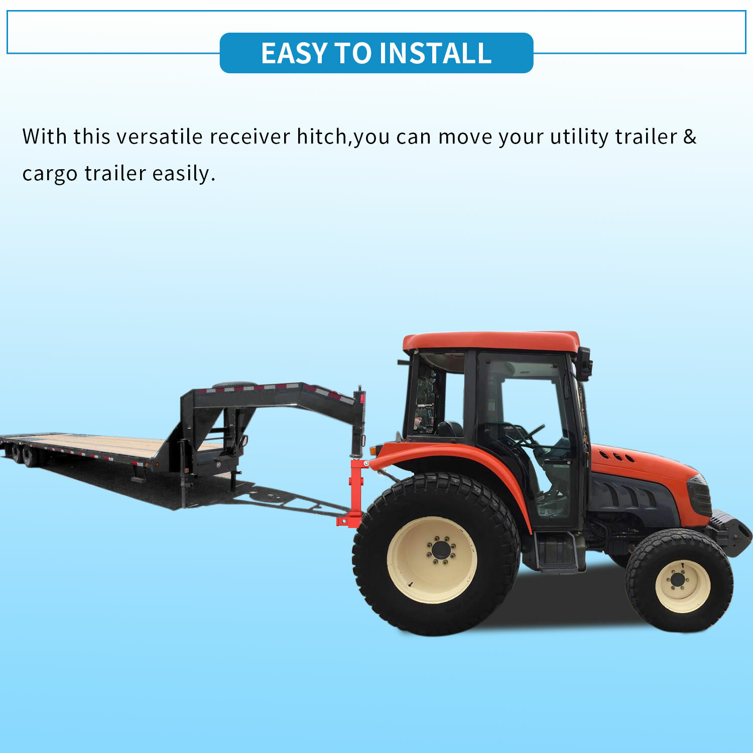 3 Point Gooseneck Receiver Hitch Trailer Mover Ball Drawbar CAT 1 Spear Receiver