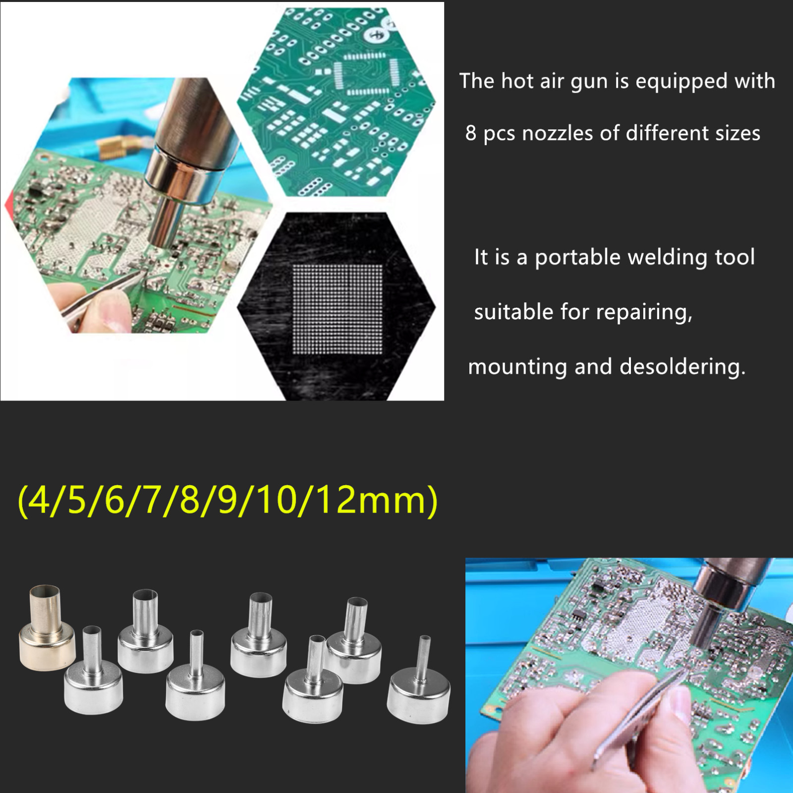 8018 Portable SMD Solder Station Heat Gun Digital Temperature Display