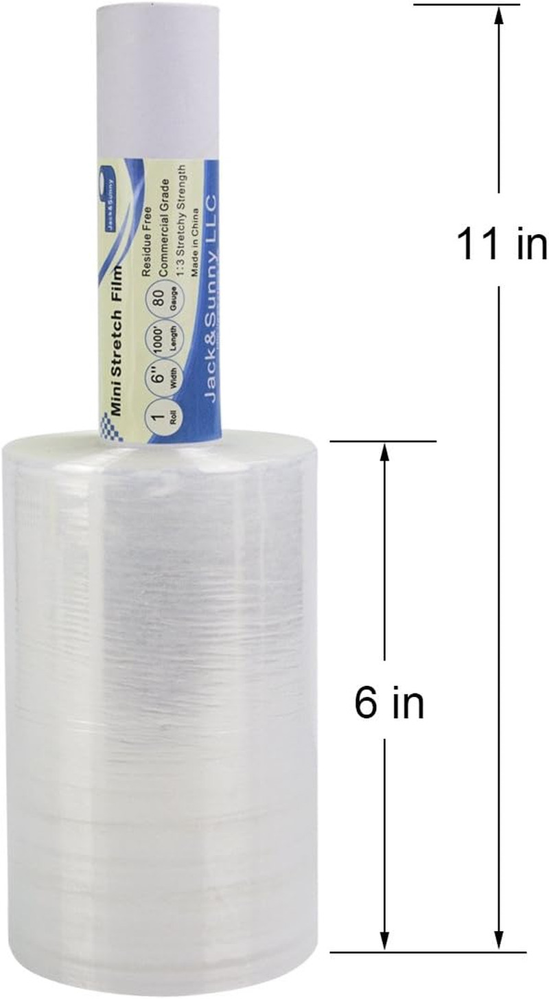Clear Stretch Wrap 6"×1000' Plastic Wrap Roll for Moving Shipping Wrap,Industria