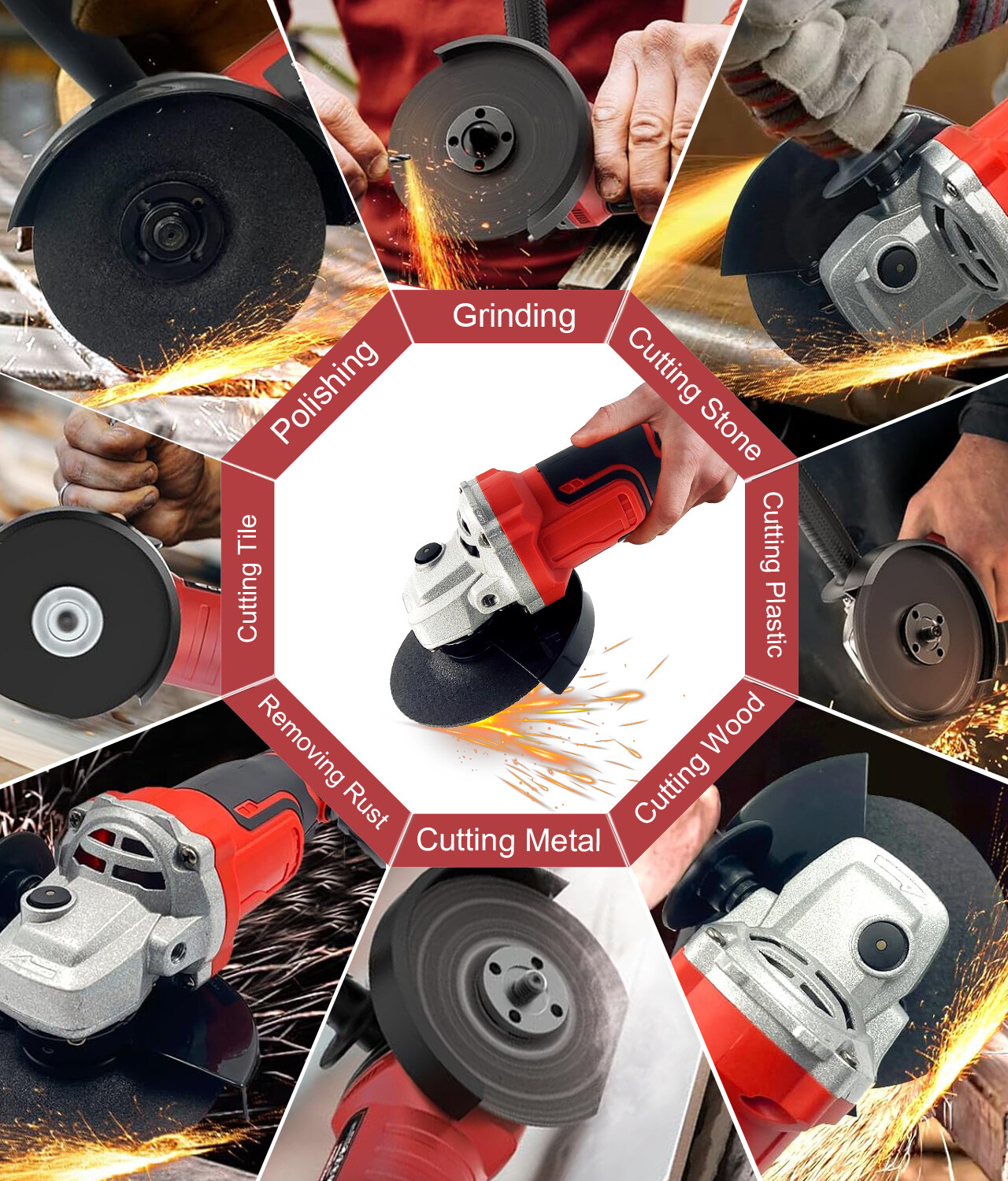 Cordless Angle Grinder for Milwaukee 18V Battery, Angle Grinder with 11000 RPM