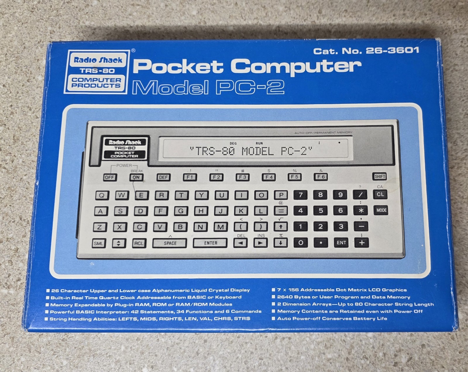 Radio Shack TRS-80 Pocket Computer PC-2 Japan Box Tested 26-3601 Vtg