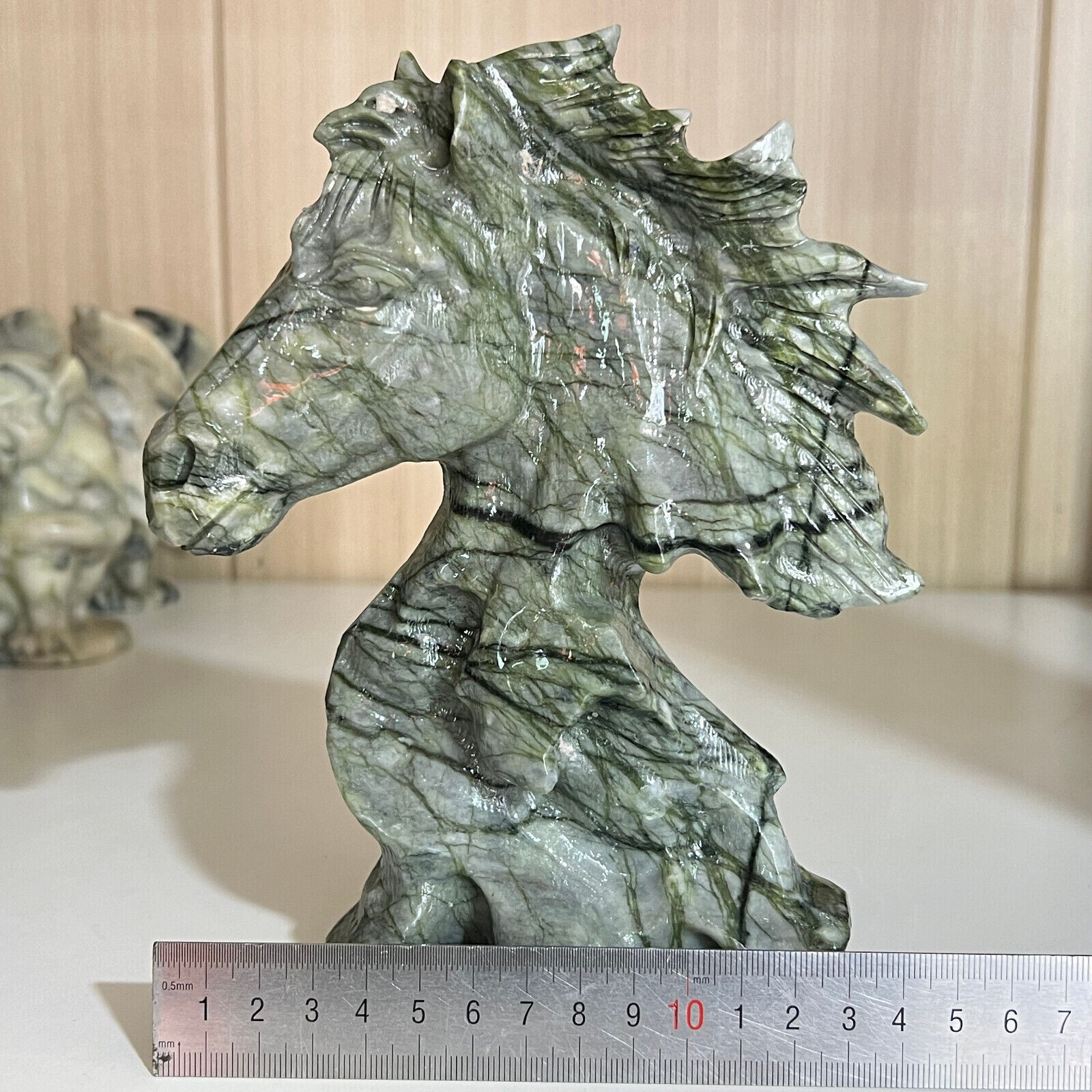 2.97LB Natural yushu stone Quartz Carved horse's head skull Crystal healing 1PC