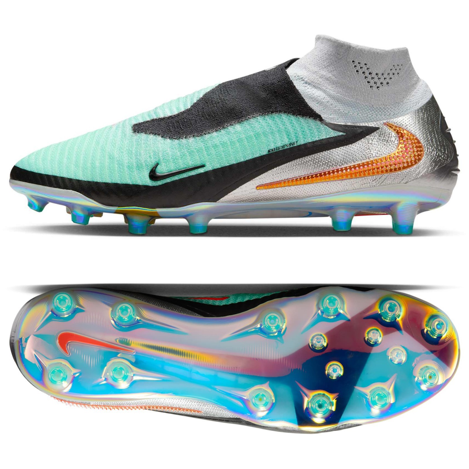 Nike Phantom 6 High Elite LE AG-Pro Chrome/Black IH3985-001 Men's Soccer Cleats