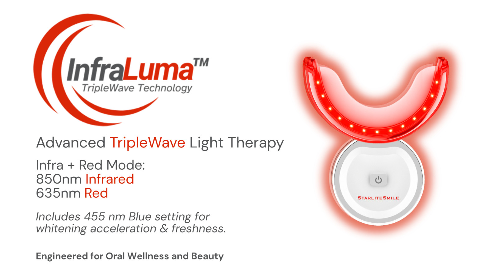 InfraLuma™ 850nm Infrared + Red and Blue LEDs Advanced TripleWave Light for Gums