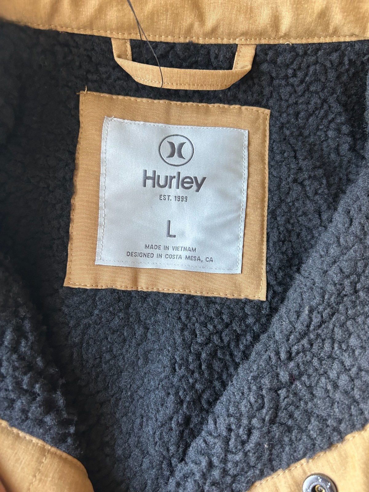 Hurley Men's Quilted Shirt Jacket Tan Size L