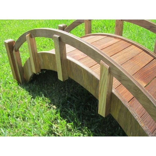 Miniature Japanese Wood Garden Bridge - 25-inch, Treated Finish