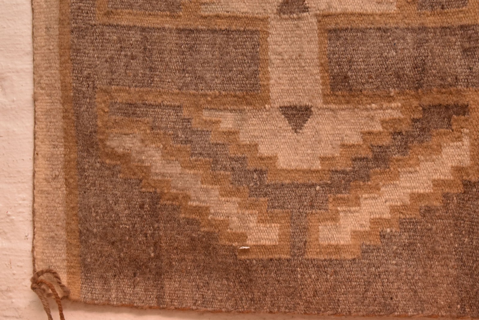 Antique Navajo Rug Native American Indian Geometric Weaving 43x23 Textile VTG