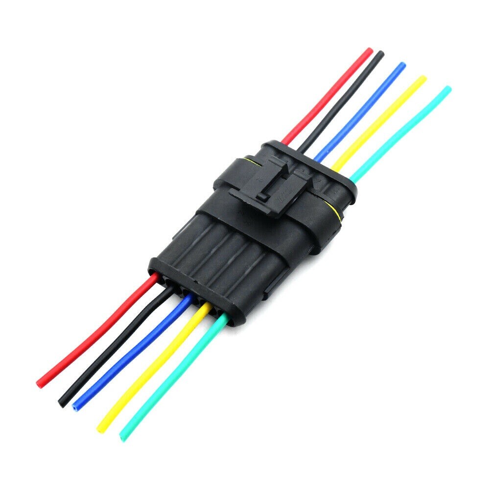 5-Pin/Way Waterproof Plug Connector Electrical Pre-Wired Car Sealed Male/Female