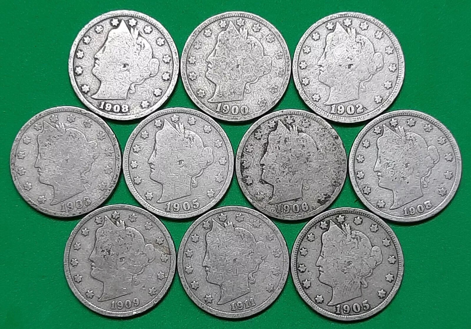 Ten Liberty V Nickels--NICE Variety of Dates! US COIN COLLECTION LOT SHARP COINS