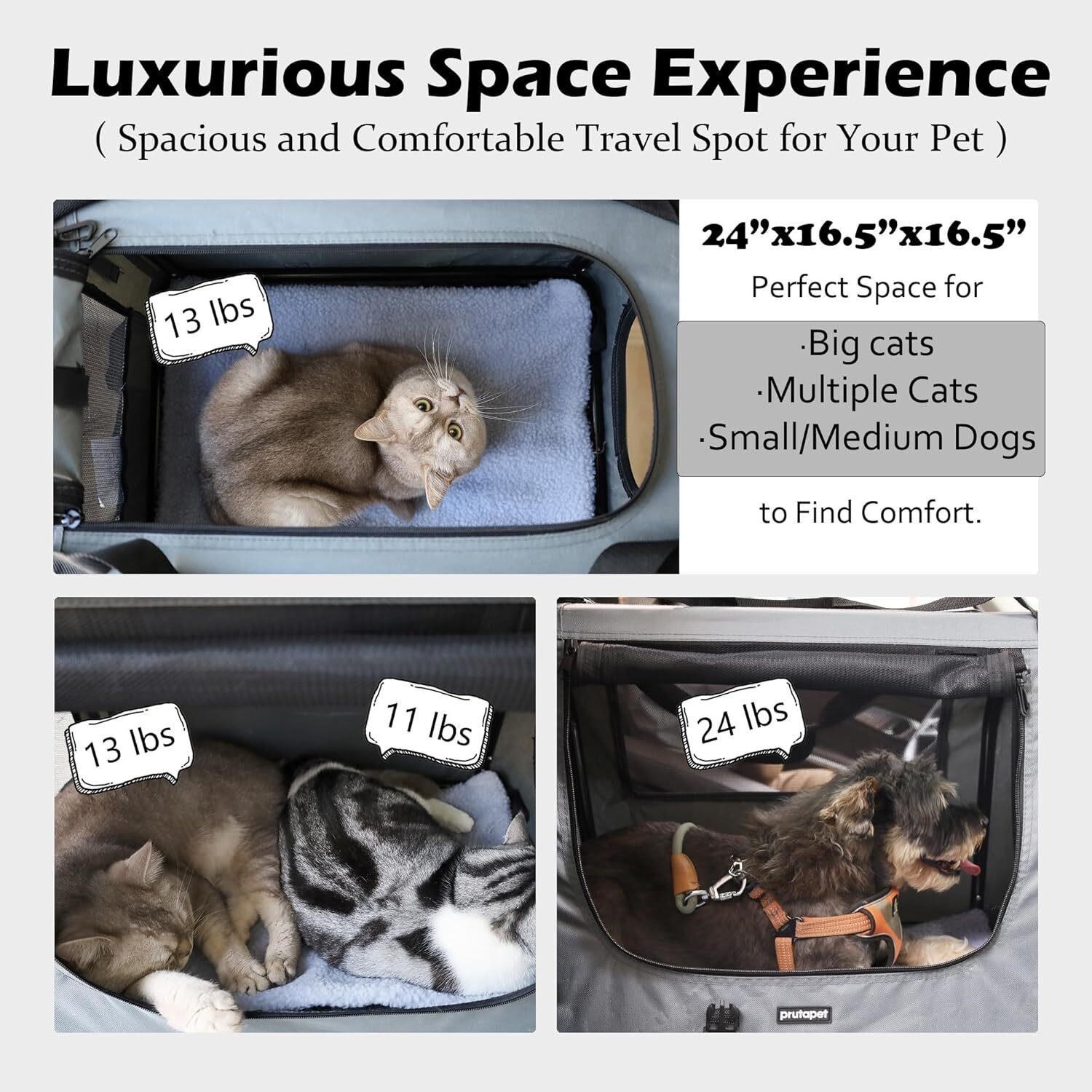 Large Cat Carrier 24"X16.5"X16.5" Portable Pet Crate Easy to Use!!