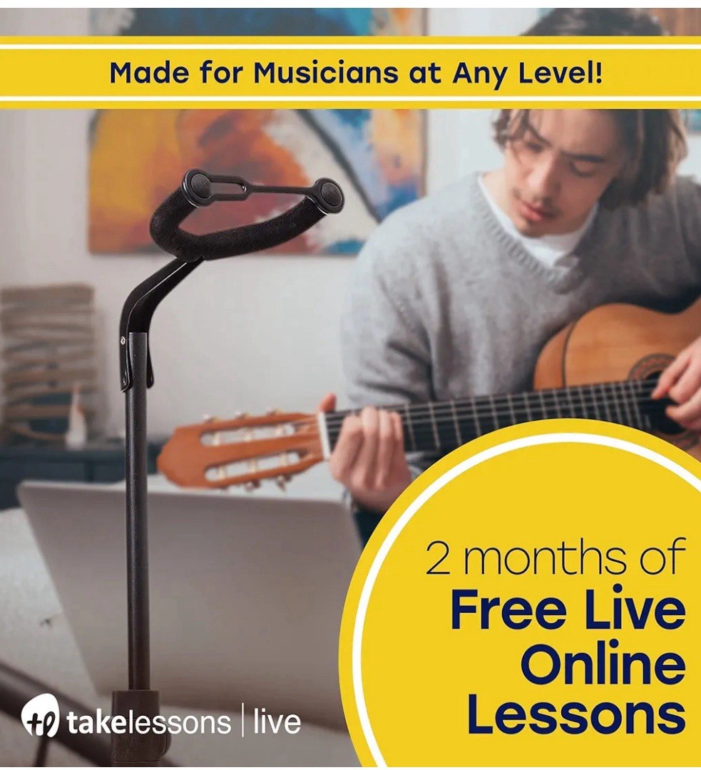 Hola! Music Guitar Stand - Height Adjustable, Collapsible w/Padded Neck & Yoke