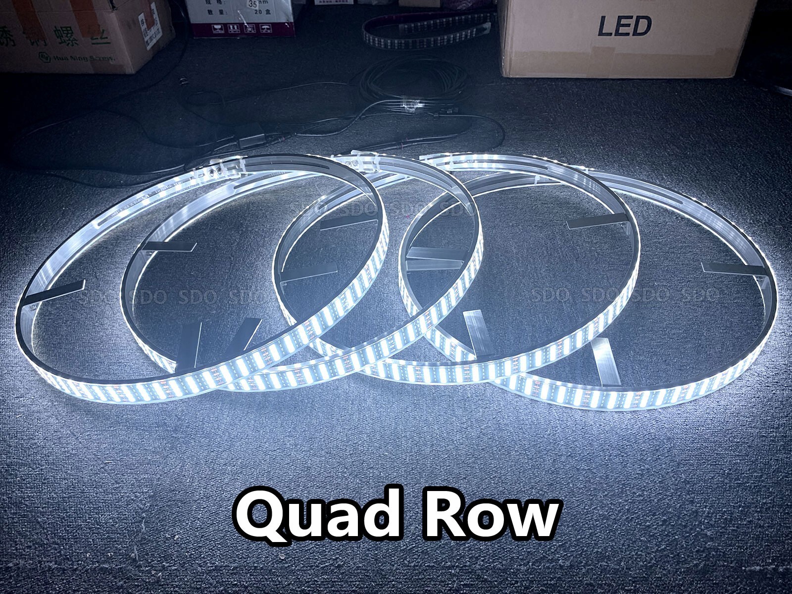 4Rings 17.5'' Pure White Quad Row LED Wheel Rim Lights For Truck Switch+Remote