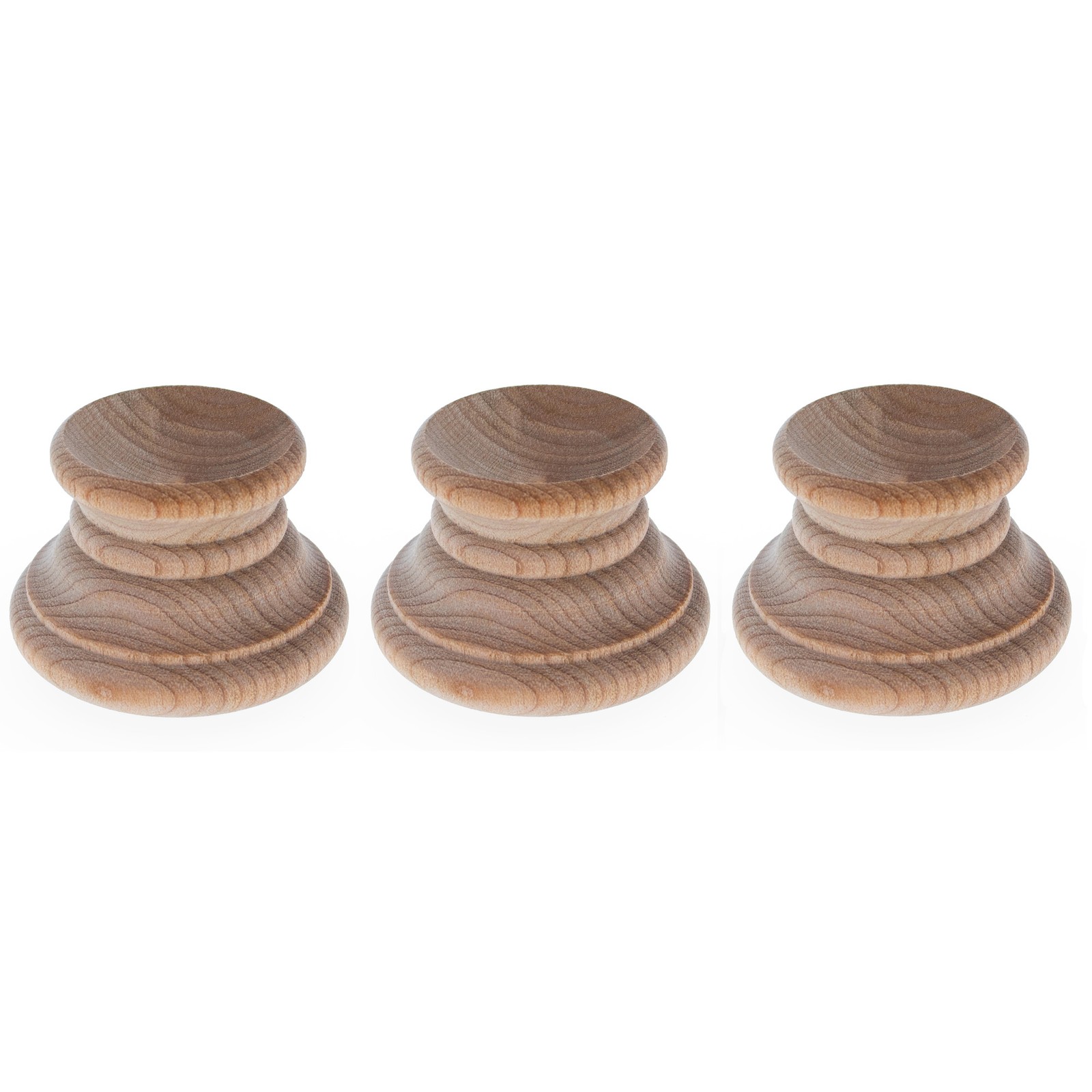 Set of 3 Unfinished Wooden Egg Stands Holders Displays 1.15 Inch Tall