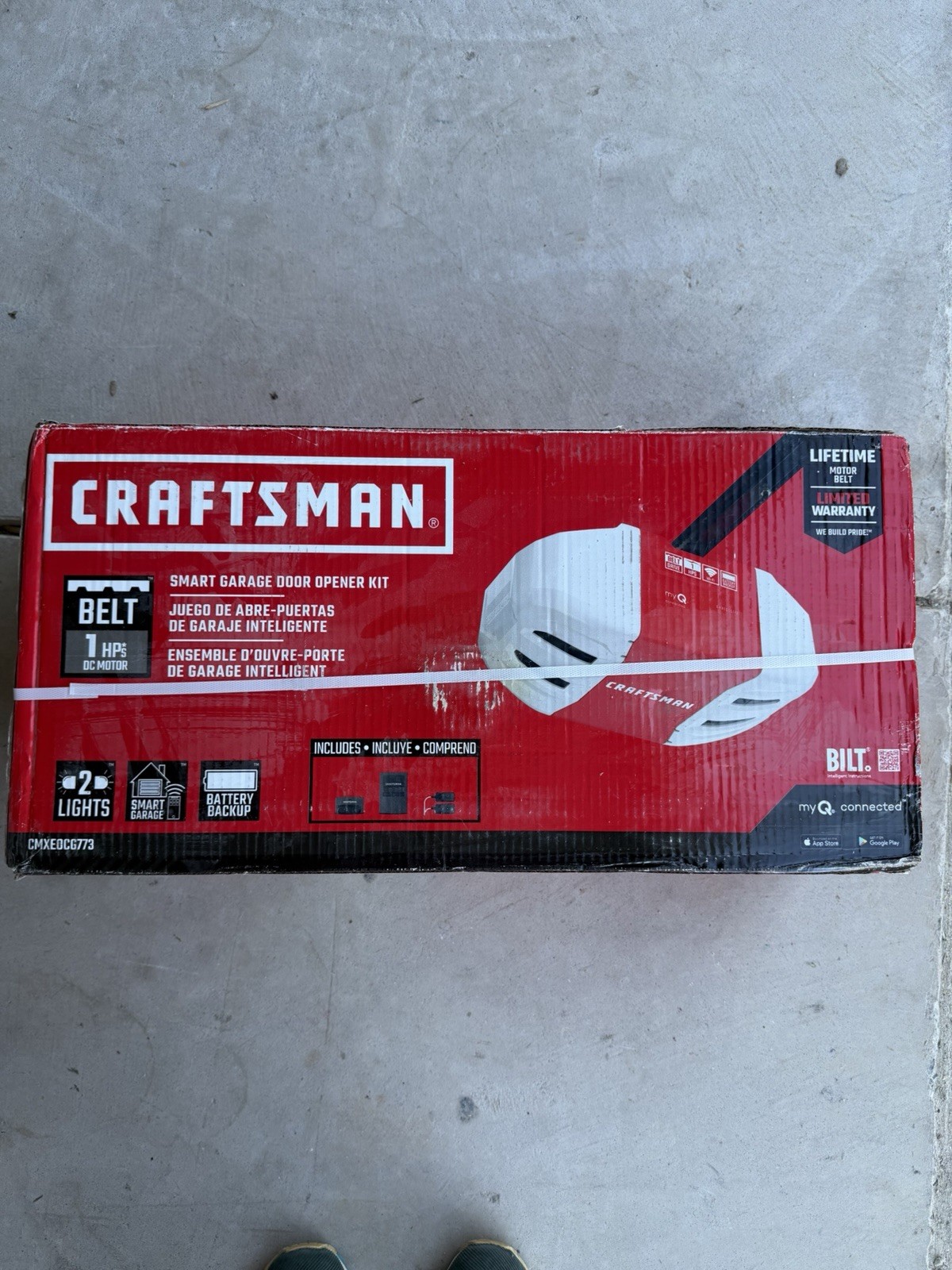 CRAFTSMAN 1-HP myQ Ultra Quiet Smart Garage Door Opener Wi-Fi and Battery Backup