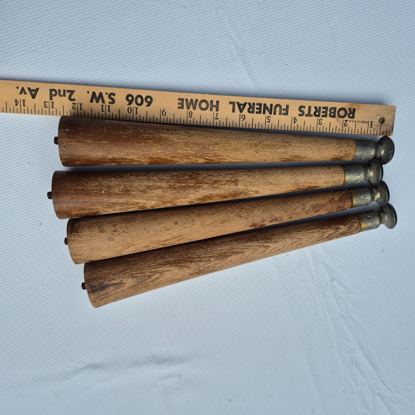 4 Mid Century Modern 12 1/2 Inch Table Legs Tapered, Wood Turned 1950s - 60s