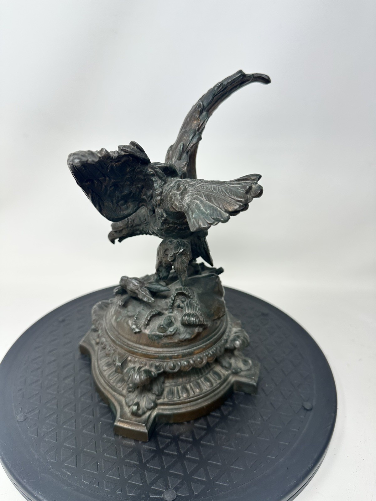 Antique French Bronze Eagle (?) Attacking Hare 9.5” Style of Jules Moigniez