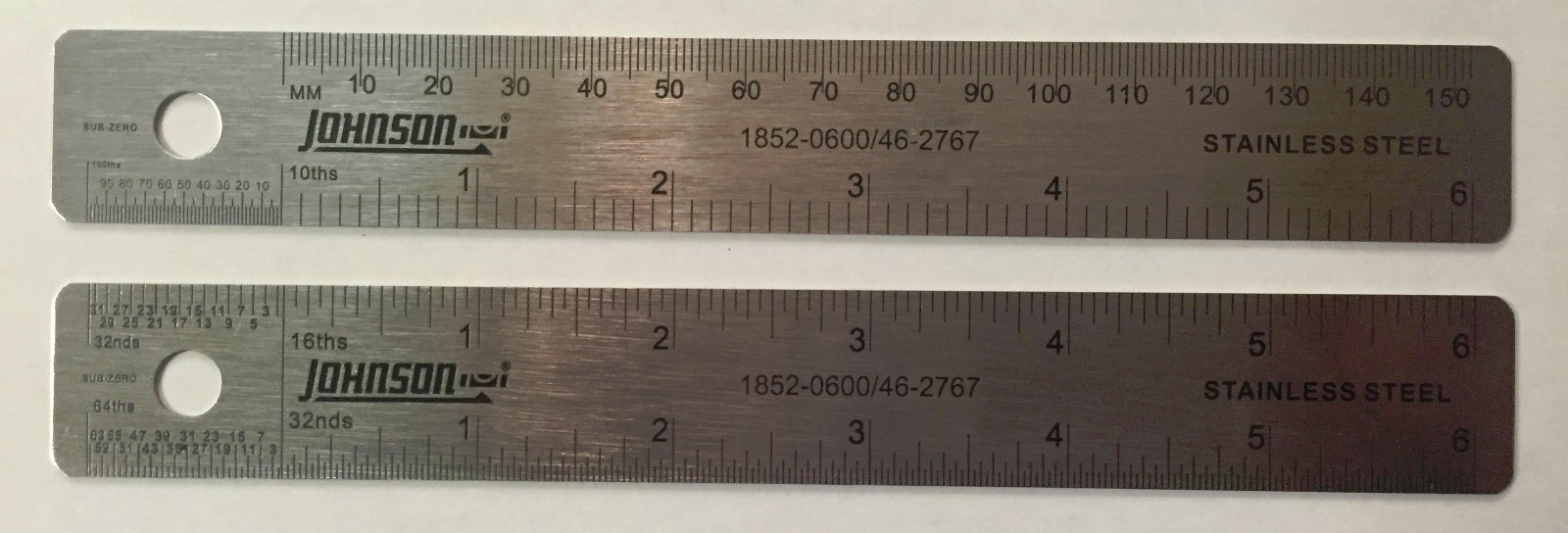 JOHNSON 6" STAINLESS STEEL PROTRACTOR and 6" SS RULER 1854-0000 1852-0600