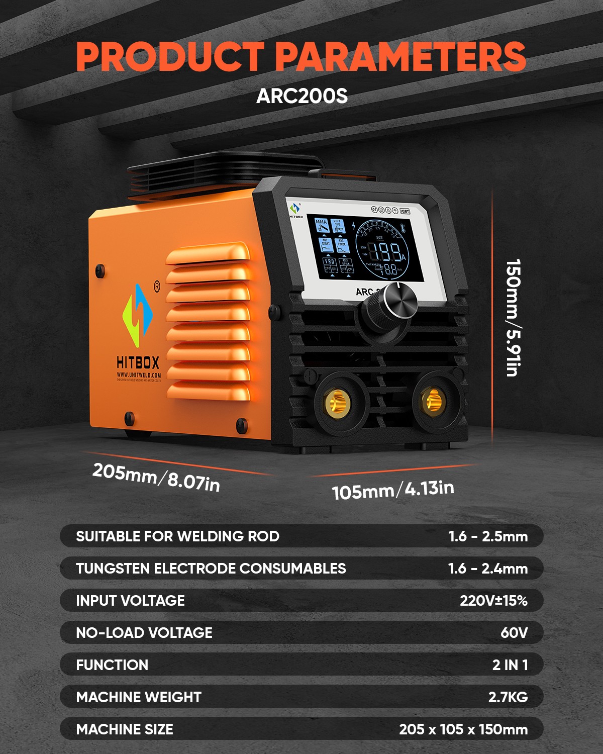 NEW 2-in-1 HITBOX 200A Stick Welder 110V ARC MMA Lift TIG Welding Machine