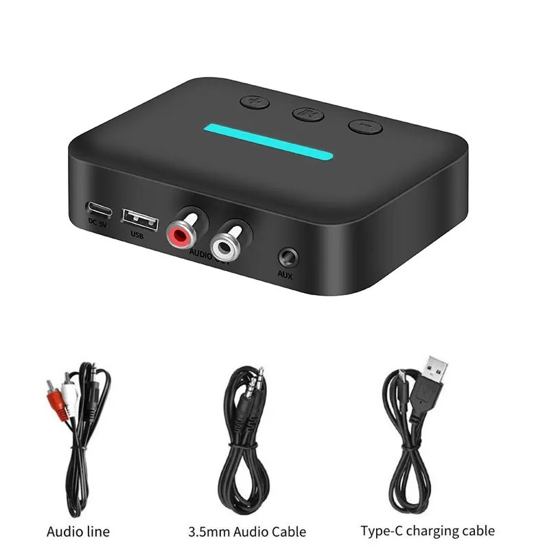 Bluetooth 5.3 Transmitter Receiver 3.5mm AUX RCA TV Home Desktop Speaker Amp