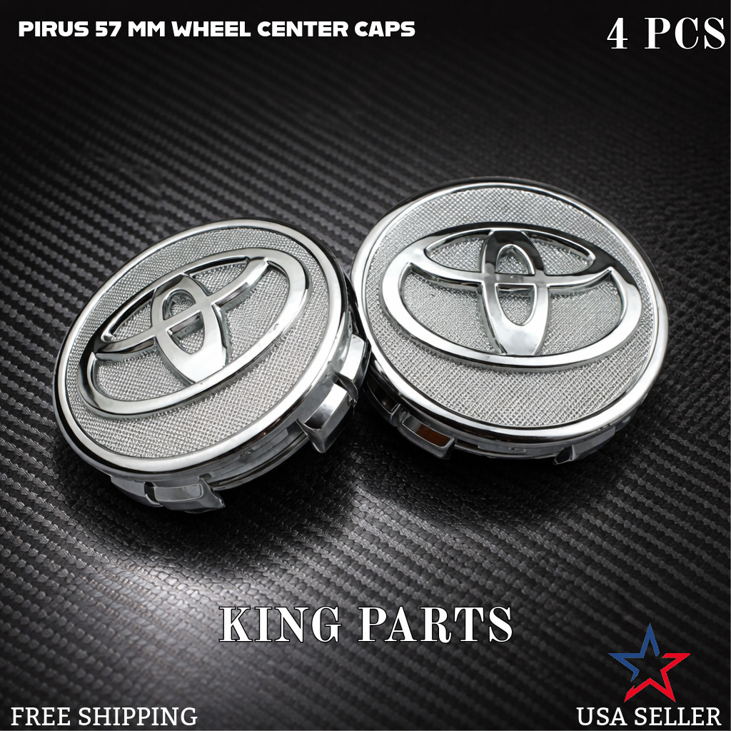Set of 4 Toyota Wheel Center Hub Caps 57mm Chrome Logo Prius Corolla Yaris