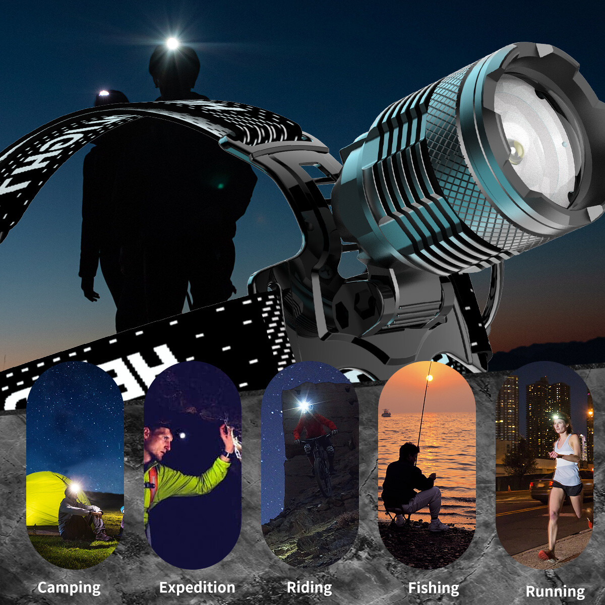 2X 1200000LM Super Bright 30W LED Headlamp Rechargeable Motion Sensor Head Light